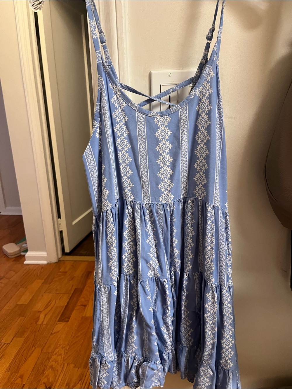 Blue Patterned Tiered Sundress